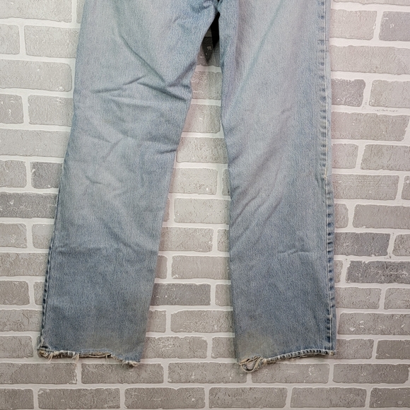 Arizona Jean Company Boot Cut Y2K Wide Leg Thashed Patched Jeans Men's 32 - Picture 12 of 16
